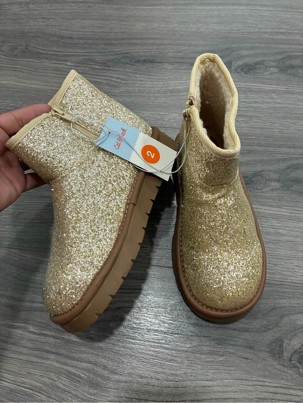 Cat & Jack Girls' Gold Glitter Ankle Boots
